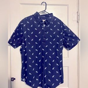 Merona XL Blue Button Down Shirt with Bird Pattern